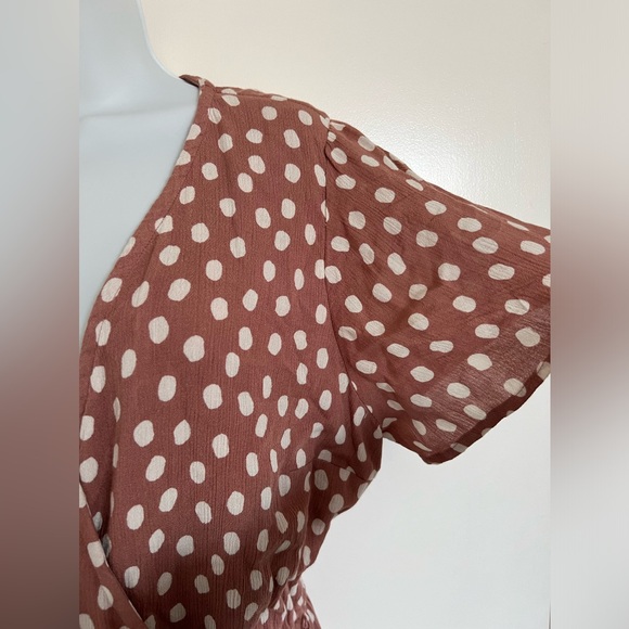 Abercrombie&Fitch Mini Dress|Color:Mauve Pink Polka Dot|Size:Juniors XL T(12-14) - Picture 4 of 16